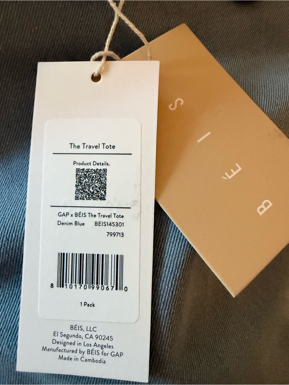Beis x GAP - Canvas travel tote in Jean - Picture 3 of 10